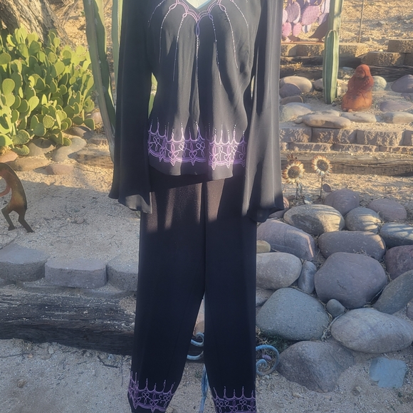 Sunny Leigh Silk Blouse/ Pants Set - Picture 1 of 7